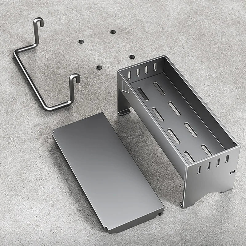 1pc Stainless Steel Kitchen Storage Rack Large-capacity Rag Sponge Draining Rack Household Sink Storage Rack Kitchen Organizer