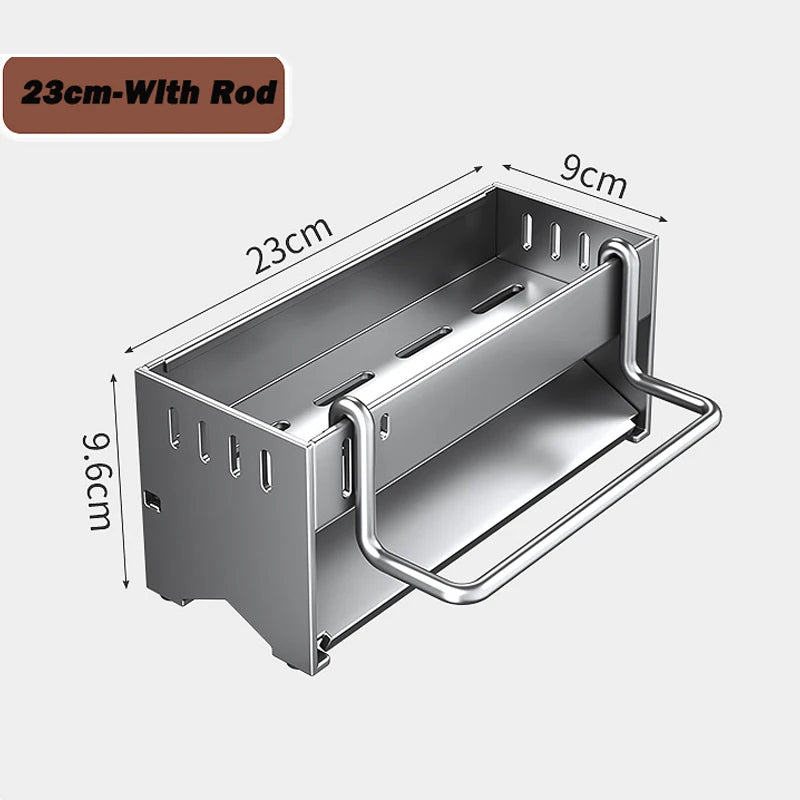 1pc Stainless Steel Kitchen Storage Rack Large-capacity Rag Sponge Draining Rack Household Sink Storage Rack Kitchen Organizer